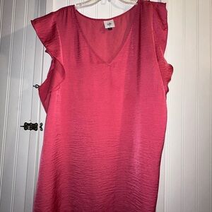 CAbi Women's Pink V-Neck Flutter Sleeve Blouse